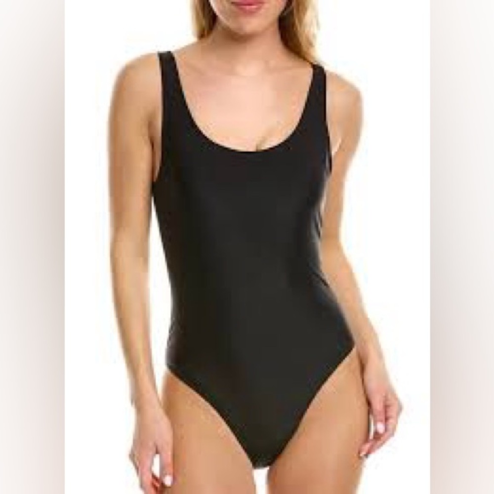 NWT Nicole Miller Plus Size Scoop-back One-piece black swimsuit